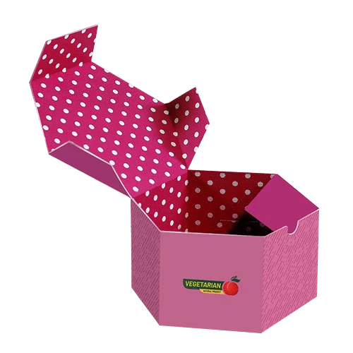Colorful, patterned hexagon box perfect for gift packaging and special occasions.