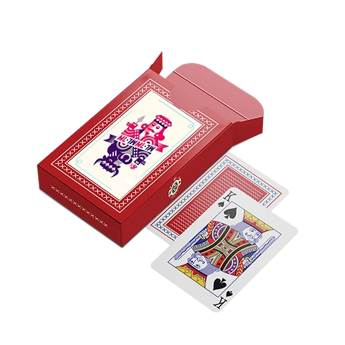 Colorful tuck box for a deck of playing cards, adorned with vibrant, abstract art