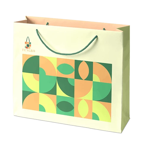 Custom paper shopping bags with full color printing and rope handles