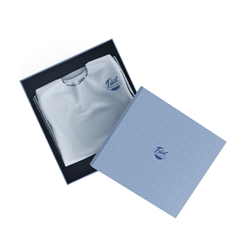 Custom printed two piece boxes on sturdy rigid material, ideal for apparel packaging